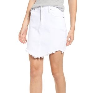 NWT Hudson Lulu Fringe Hem Denim Skirt in White.
